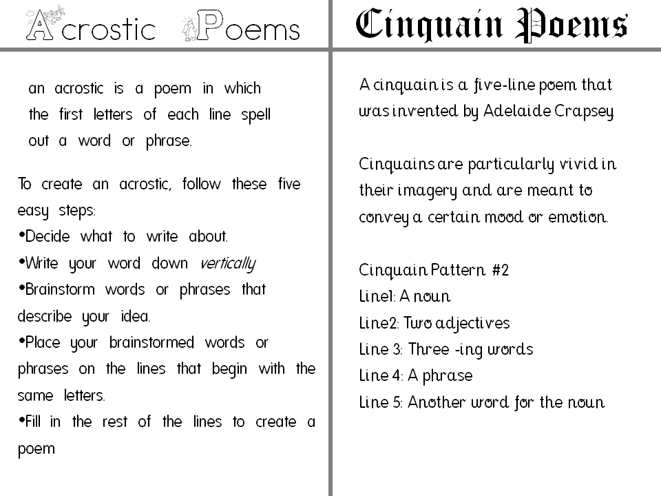 How to write a cinquain poetry